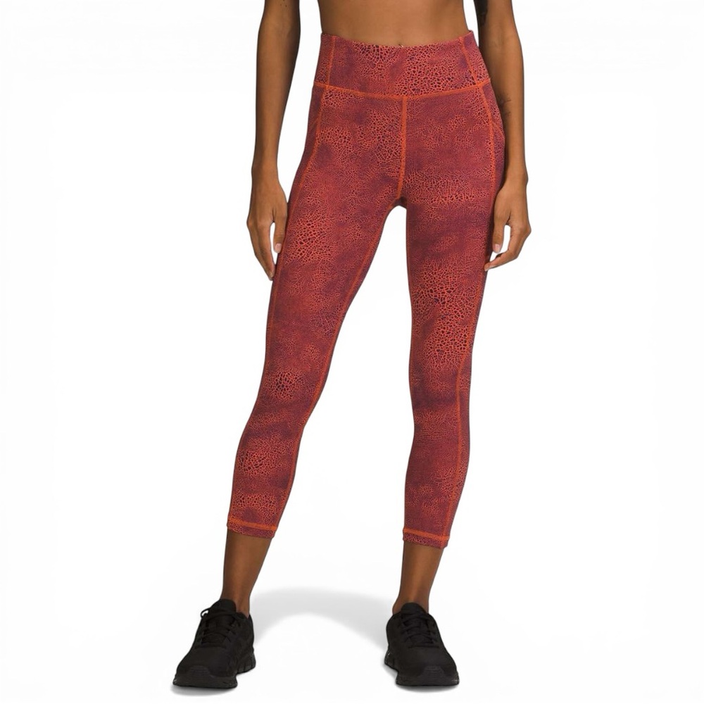 Lululemon Invigorate High-Rise Crop 23” Everlux Crackle Glaze Orange Larkspur 8
